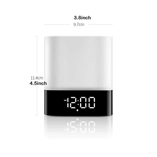 Lámpara De Mesita De Noche Lámpara De Noche Con Luz De Noche Con Altavoz Bluetooth, Control Táctil, Calendario Digital, Reloj Despertador, Compatible Con Tarjeta Tf Y Sd, Ideal Para Dormitorios Lámpa