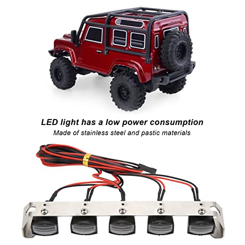 Lámpara de Techo, Barra de Luz RC de Acero Inoxidable, Estable, de bajo Consumo, Segura, Resistente Al Desgaste para 1/10 RC Crawler(Cinco Luces)