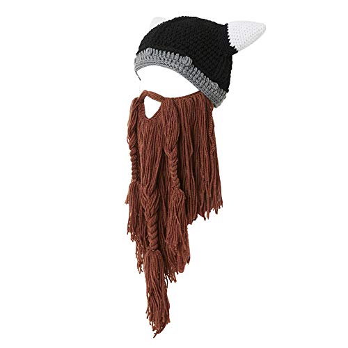 Lantra Besa Sombrero de Barba para Cosplay de Pirata Vikingo para Mujer y Hombre Divertido Gorro de Punto con Barba Larga Desmontable para Carnaval Fiesta de Cumpleaños de Halloween CC0011C