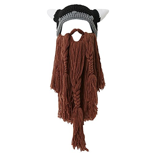 Lantra Besa Sombrero de Barba para Cosplay de Pirata Vikingo para Mujer y Hombre Divertido Gorro de Punto con Barba Larga Desmontable para Carnaval Fiesta de Cumpleaños de Halloween CC0011C