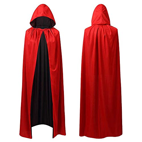 Lazz1on Capa ​con Capucha Largo Negro Disfraz de Halloween para Mujeres Hombres Carnaval Adulto Fiesta Disfraces