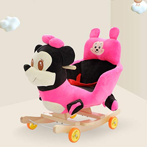 LCSHAN Caballo Mecedora Bebé Grande Juguete para bebé Regalo de Madera Maciza Caballo Mecedora Caballo de Madera para niños de Doble Uso Silla Mecedora Caballo de Coche