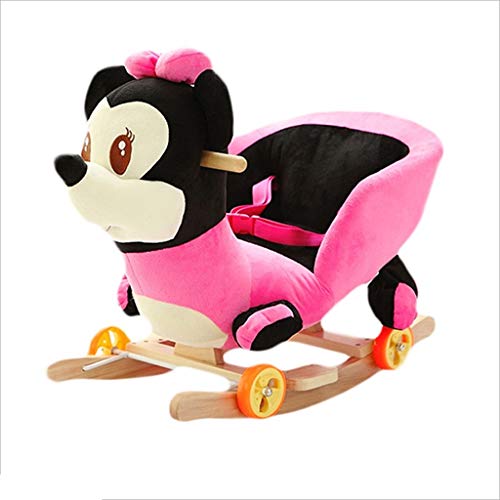 LCSHAN Caballo Mecedora Bebé Grande Juguete para bebé Regalo de Madera Maciza Caballo Mecedora Caballo de Madera para niños de Doble Uso Silla Mecedora Caballo de Coche