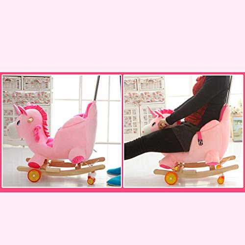 LCSHAN Caballo Mecedora Caballo de Madera para niños Caballo Mecedora de Doble Uso Cuna Mecedora de Madera Maciza Juguetes para bebés Silla Mecedora para bebés con música Regalo de 1-3 años