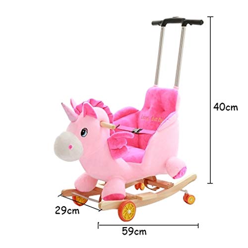 LCSHAN Caballo Mecedora Caballo de Madera para niños Caballo Mecedora de Doble Uso Cuna Mecedora de Madera Maciza Juguetes para bebés Silla Mecedora para bebés con música Regalo de 1-3 años