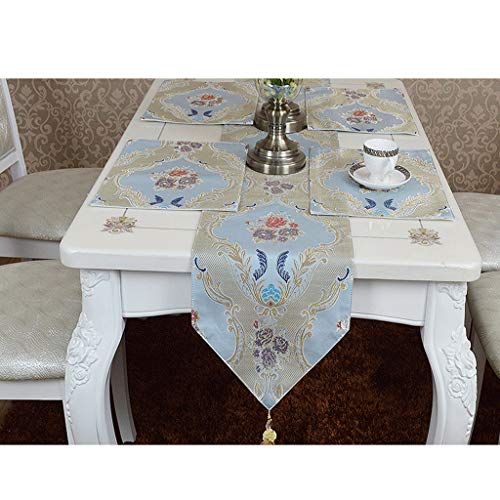 LCSHAN Camino de Mesa Country Table Paño de Mesa Mesa de café Zapatero Mueble TV Azul Oro (Size : 30 * 160MC)