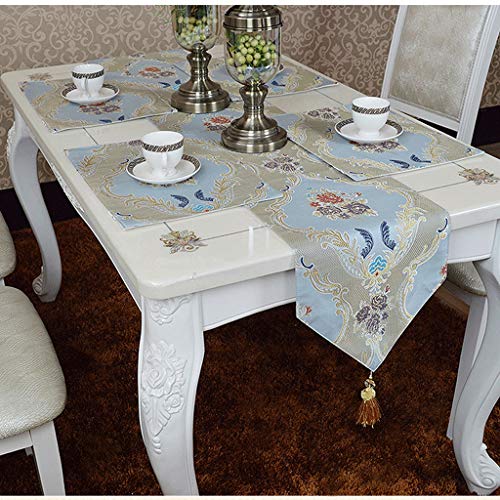 LCSHAN Camino de Mesa Country Table Paño de Mesa Mesa de café Zapatero Mueble TV Azul Oro (Size : 30 * 160MC)