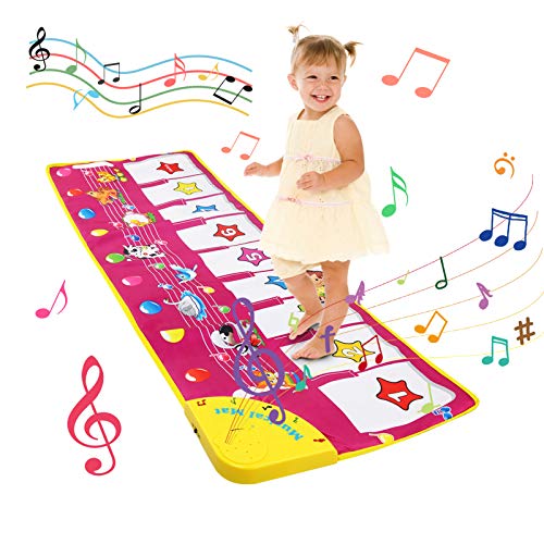 LEADSTAR Alfombra Musical, Musical Tapete para Bebé, 100x36cm Teclado Alfombra de Piano de Suelo, 8 Sonidos Animales y 2 Modos Musical Tapete Alfombrilla Educativo Juguete para Niños