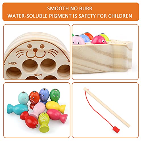 LEADSTAR Juguetes Niños 2 Años,Juego de Pesca Magnética de Madera Juego,Juegos de Madera para Niños Montessori Juguetes Juegos Educativos para 2 3 4 5 Años Regalos Navidad