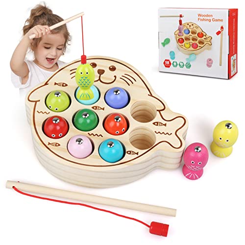 LEADSTAR Juguetes Niños 2 Años,Juego de Pesca Magnética de Madera Juego,Juegos de Madera para Niños Montessori Juguetes Juegos Educativos para 2 3 4 5 Años Regalos Navidad