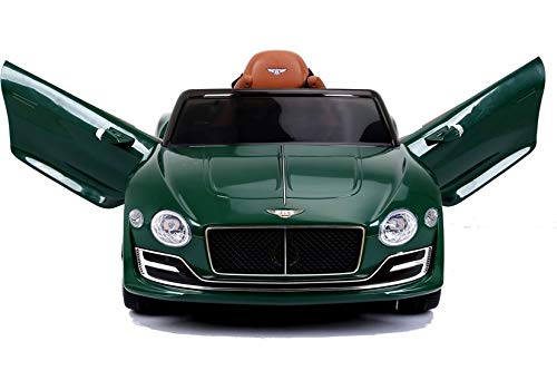 LEAN Toys Bentley - Coche infantil con asiento de piel verde lacado, neumáticos de goma EVA