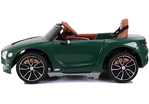 LEAN Toys Bentley - Coche infantil con asiento de piel verde lacado, neumáticos de goma EVA