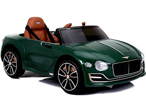 LEAN Toys Bentley - Coche infantil con asiento de piel verde lacado, neumáticos de goma EVA