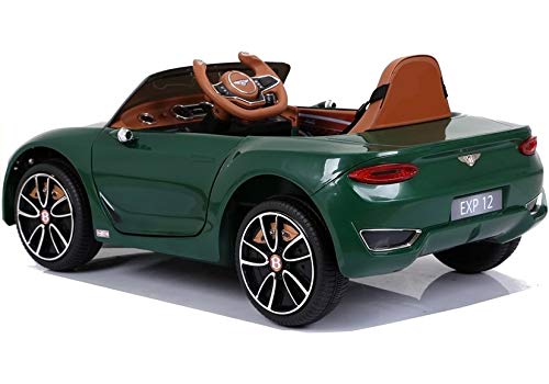 LEAN Toys Bentley - Coche infantil con asiento de piel verde lacado, neumáticos de goma EVA