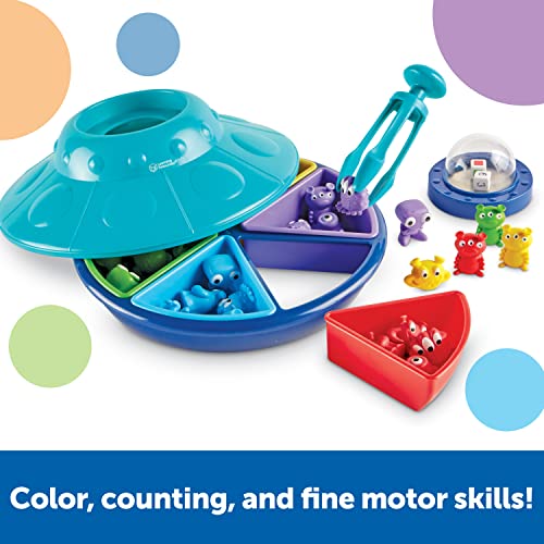 Learning Resources Sorting Saucer Platillo Volante Oodles of Aliens, Juego para clasificar niños, motricidad Fina, Clasifica Patrones, Colores y Formas, 3+ años, Multicolor (LER5546)