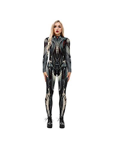 Leezeshaw Disfraz de Ultron para mujer, disfraz de Halloween 3D de Los Vengadores Ultron de lycra Unitard para mujer, S-XL