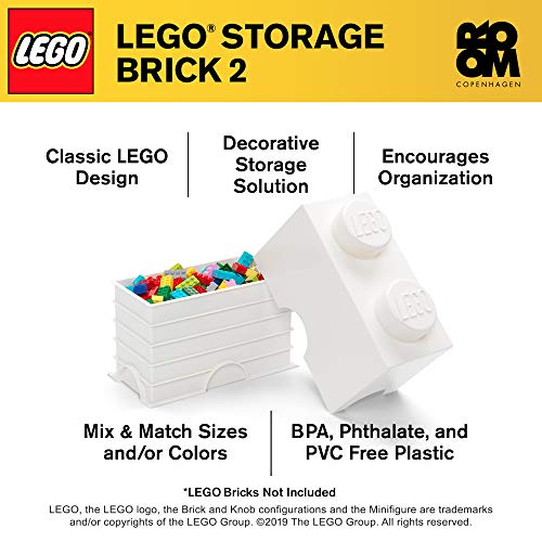 LEGO Contenedor para almacenaje con diseño de ladrillo 2, plástico, Blanco, Medium