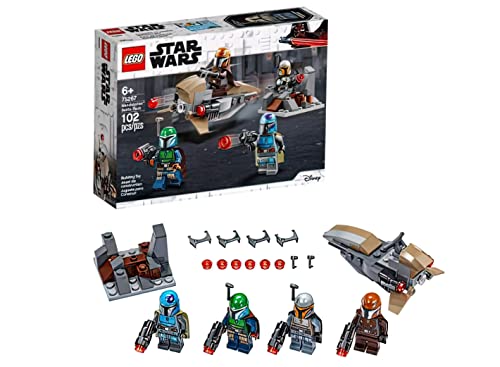 Lego Star Wars Bundle BrickHeadz The Child & Mandalorian 75317 / Trouble on Tatooine 75299 / Battle Pack Shock Troopers and Speeder Bike Building Kit 75267 - Juego de juguetes