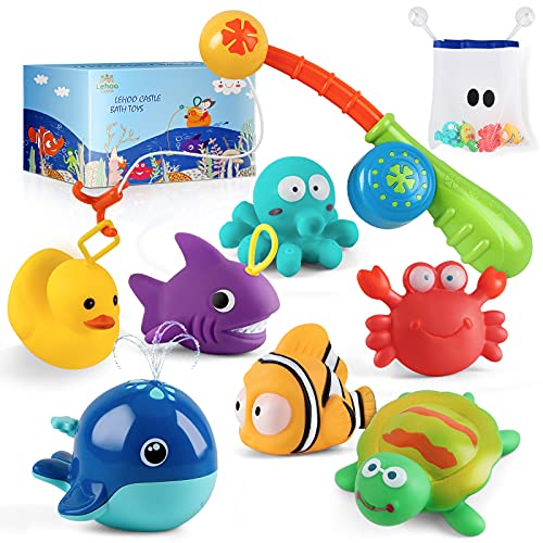 Lehoo Castle Juguetes Bañera, 9 Pcs Juguetes Baño Bebe, Seguro sin BPA, Bañera Bebe Juguete, Juguetes Piscina Bebe 1 año