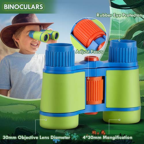 Lehoo Castle Kit Explorador Niños, 23 Pcs Juego Exploradors,Kit Exploración Aire Libre Incluye Insectos Juguete, Brujula Niños, Lupa Niños, Navidad para Niños