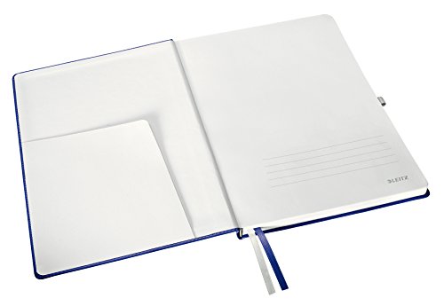 Leitz Cuaderno A4 de tapa rígida, 80 hojas, De rayas, Con 2 marcapáginas textiles, papel marfil de 100 gsm, Azul titán, Gama Style, 44750069