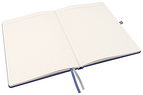 Leitz Cuaderno A4 de tapa rígida, 80 hojas, De rayas, Con 2 marcapáginas textiles, papel marfil de 100 gsm, Azul titán, Gama Style, 44750069