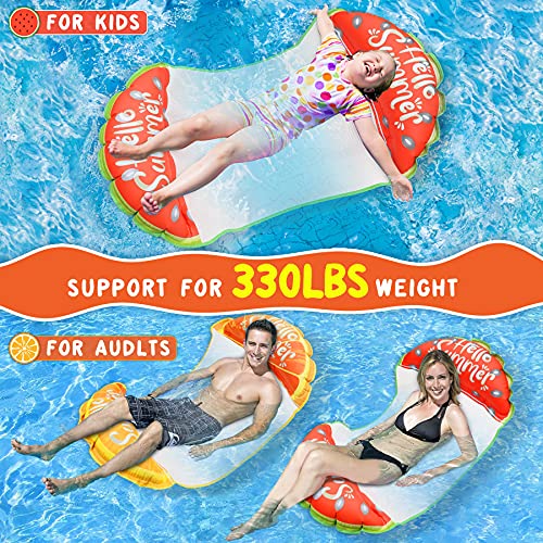 lenbest 2 Pack Hamaca de Agua, Cama Flotante de Agua, Hamaca Flotante Piscina 4 En 1 Fácil de Inflar, Playa de Jardín y Playa, Juguete para Niños y Adultos 137*63CM