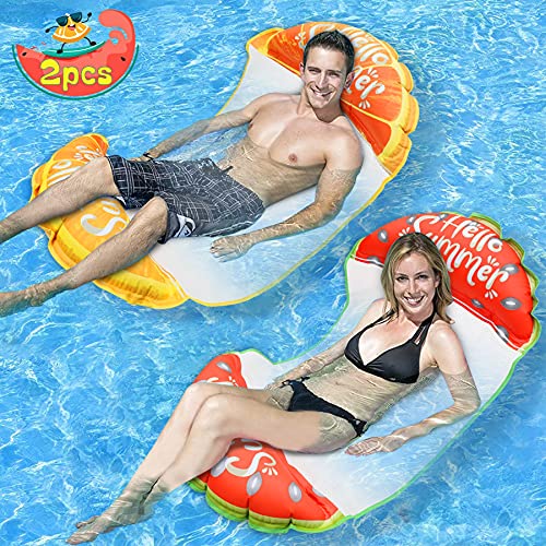 lenbest 2 Pack Hamaca de Agua, Cama Flotante de Agua, Hamaca Flotante Piscina 4 En 1 Fácil de Inflar, Playa de Jardín y Playa, Juguete para Niños y Adultos 137*63CM