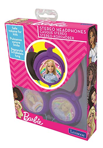 Lexibook Barbie, Auriculares estéreo, potencia apta para niños, plegable y ajustable, rosa, HP010BB