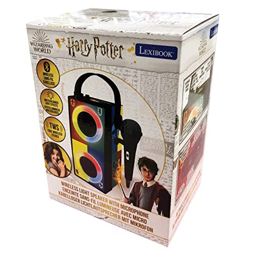 Lexibook Harry Potter Altavoz portátil Bluetooth con luz y micrófono Efectos de luz Karaoke Inalámbrico USB Tarjeta SD batería recargable, Black, BTP180HPZ