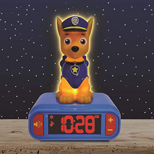 LEXIBOOK integrada-RL800PA Reloj Despertador La Patrulla Canina de Chase con Pantalla LCD Digital y luz de Noche integrada-Azul/Rojo, Color