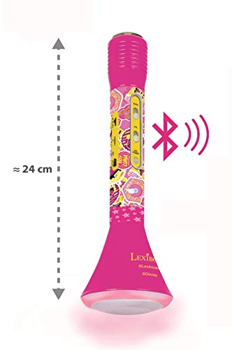 Lexibook-MIC200SL Luna Karaoké Micro Bluetooth diseño femenino, Micrófono para cantar con altavoz integrado y función de eco, batería recargable, Rosa/Amarillo, MIC200SL (Mattel