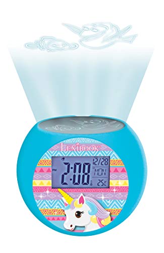 Lexibook RL975UNI Unicorn - Reloj despertador proyector, efectos de sonido, alimentado por batería, Azul