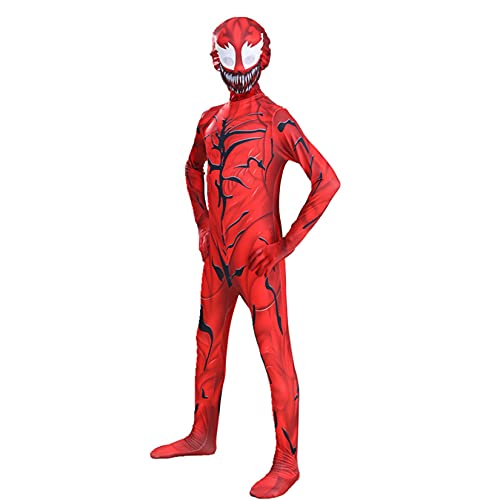 LGANY Mono Carnage Venom Body De Hombre Araña para Niños Disfraz De Cosplay para Niños Ropa Clásica De Halloween Traje De Carnaval Accesorios De Película Medias Onesies,Red-Kids/L/125~135cm