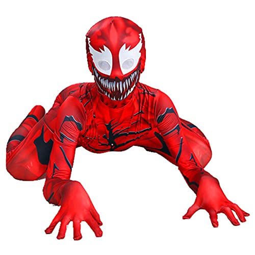 LGANY Mono Carnage Venom Body De Hombre Araña para Niños Disfraz De Cosplay para Niños Ropa Clásica De Halloween Traje De Carnaval Accesorios De Película Medias Onesies,Red-Kids/L/125~135cm