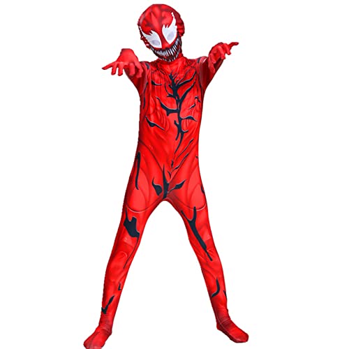 LGANY Mono Carnage Venom Body De Hombre Araña para Niños Disfraz De Cosplay para Niños Ropa Clásica De Halloween Traje De Carnaval Accesorios De Película Medias Onesies,Red-Kids/L/125~135cm