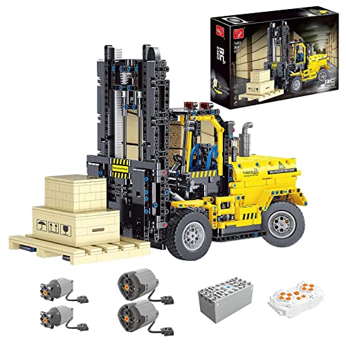 LGWJY Technic Kit de construcción de Carretilla elevadora con Control Remoto, 2028 Bloques de sujeción 2.4G / App Tecnología Modelo de Carretilla elevadora con Motores Construcción Vehículo de con