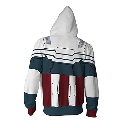 LGYCB Capitán Americano Sudaderas Sudadera con Cremallera Cosplay 3D Imprimir Casual Chaqueta con Capucha Disfraces Cálido Outerwear Tops para Navidad Regalo de cumpleaños,Captain America-Adults(S)