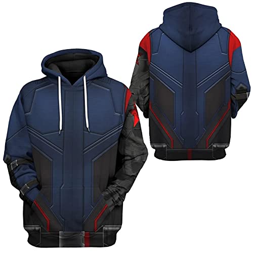 LGYCB Disfraz de Vengadores con estampado 3D para cosplay de invierno, sudadera con capucha con estampado de superhéroe, tops con bolsillos para hombres, soldado de invierno y adultos (L)