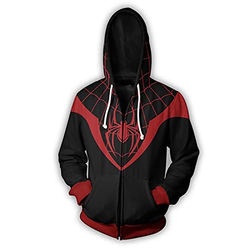 LGYCB Sudadera con Capucha Spiderman Morals Morals Cremallera Chaqueta Sudadera para Halloween, Carnaval Cosplay de Manga Larga Ropa Exterior Tops Soft Cozy Trajes,Spiderman-Adults(5XL)