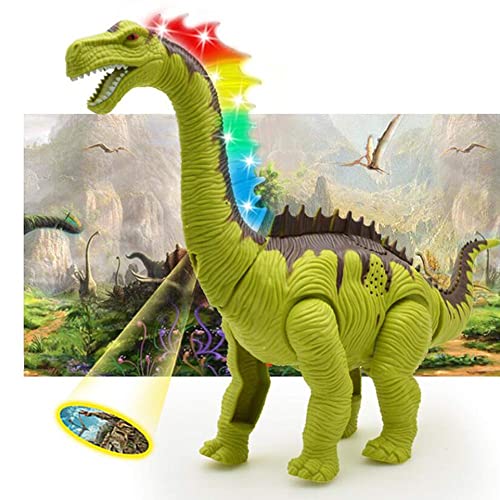 LHMYHJR Juguete De Dinosaurio para Niños (Brachiosaurus), Dinosaurio Caminante Pone Huevos Juguete De Dino Crudo con Lámpara De Proyección, Luz LED Y Sonido