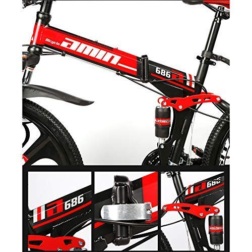 LHQ-HQ Deportes al Aire Libre Bici de montaña Plegable 27 Velocidad Doble Suspensión Frenos de Bicicletas for Hombre 26 Pulgadas de Doble Disco MTB Deportes al Aire Libre de Bicicletas de montaña