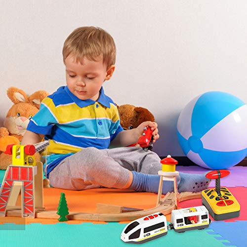 LICHENGTAI Juguete Educativo de Tren de Control Remoto Eléctrico para Niños, Tren de Locomotora de Acción con Batería, Coche de Juguetes para Niños Pequeños