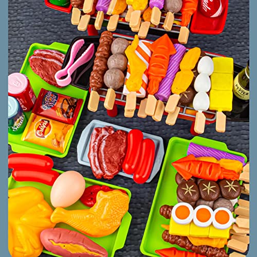 Ligege BBQ Grill Play Food Toy Set 27PCS Cooking Role Toy Playset Kitchen Cooker Toy Set Kitchen Toy Toddler Educational Toy Gift Niños Simulación BBQ Pretend Play Set