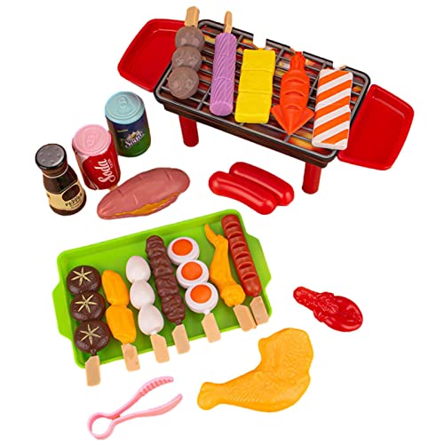 Ligege BBQ Grill Play Food Toy Set 27PCS Cooking Role Toy Playset Kitchen Cooker Toy Set Kitchen Toy Toddler Educational Toy Gift Niños Simulación BBQ Pretend Play Set