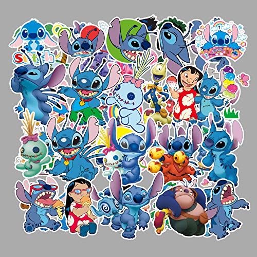 Lilo & Stitch - Pegatinas para ordenador portátil (55 unidades), regalo para niños, adolescentes, adultos, jóvenes, impermeables, pegatinas de vinilo para scrapbooking, monopatín