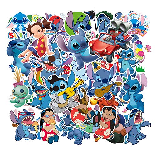 Lilo & Stitch - Pegatinas para ordenador portátil (55 unidades), regalo para niños, adolescentes, adultos, jóvenes, impermeables, pegatinas de vinilo para scrapbooking, monopatín