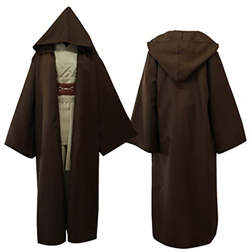 lilongjiao Cine estrella Jedi Caballero Costume Cosplay Mace Windu Robe Obi Wan Kenobi Wars Uniforme Anakin Skywalker Trajes Capa Halloween (Color : Brown, Size : S)