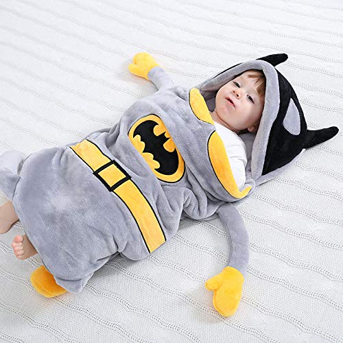 Lindo bebé saco de dormir grueso cálido otoño e invierno recién nacido edredón anti-patada invierno niño bebé edredón 80cm0-18 meses-gris batman_80cm saco de dormir infantil bebé