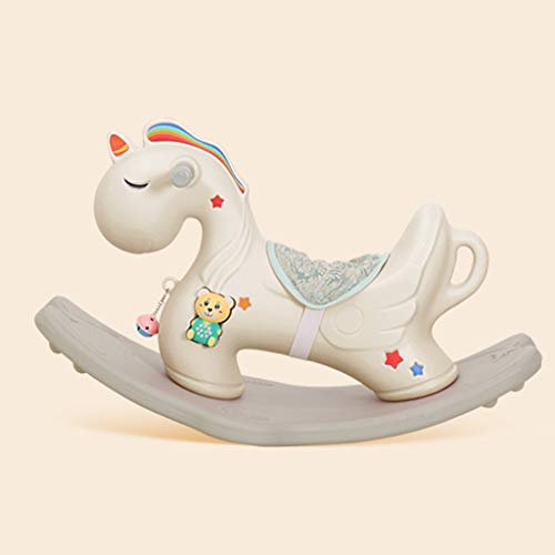 LINGZHIGAN Mecedora de Caballo Niños Cojín máquina de la Historia de Troya Regalo del bebé bebé de Juguete de plástico (Color : White)